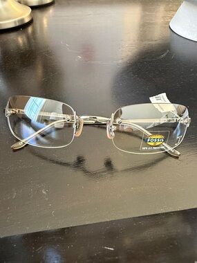 Fossil Men's Rimless Eyeglasses with Silver-Tone Temples